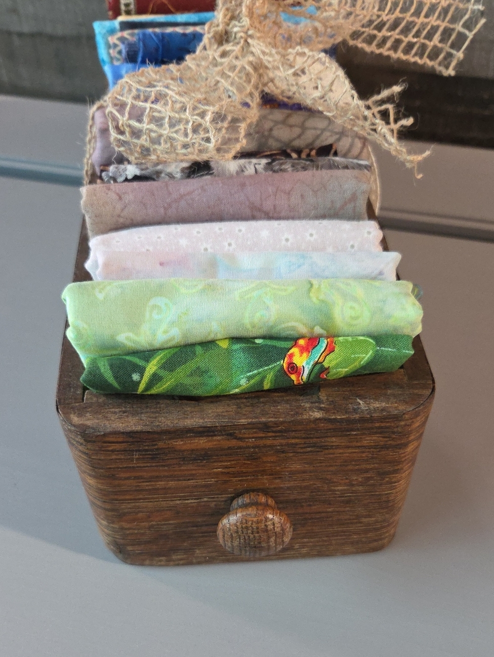 Antique Sewing Drawer Full Of Random Fabric Pcs